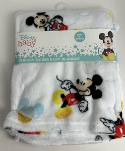 NWT NEW Disney Baby Mickey Mouse White Red Black Yellow Blue Soft Plush Blanket - Picture 1 of 5