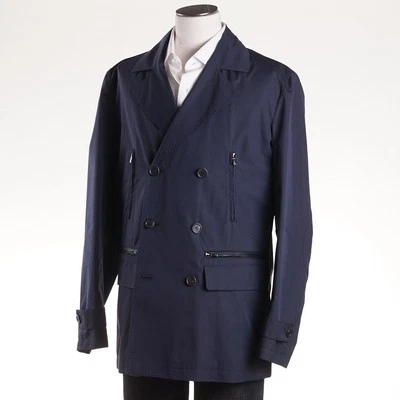 NWT $5950 KITON NAPOLI Leather-Trimmed Cotton Peacoat Cashmere Lining M Jacket - Image 1 of 4