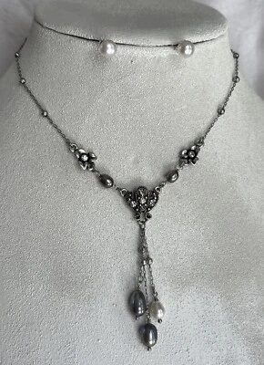 Collar Lia Sophia Noche de Verano Antiguo Tono Plata Perla de Agua Dulce y Bonus Foto 1 de 4