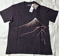 UNIQLO 2023 Ukiyoe Japanese Art Mount Fuji T-shirt Dark Brown Size M From JAPAN