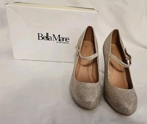 BELLA MARIE BY DND FASHION 3.5IN HEEL HELENA-13 CHAMPGNE GLITTER GOLD SZ 8 - Picture 1 of 14