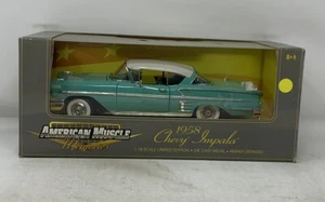 1:18 ERTL AMERICAN MUSCLE ‘MEMORIES’ 1958 CHEVY IMPALA RARE TEAL NIB - Picture 1 of 3