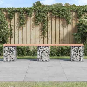 TANZEM Gartenbank aus Gabionen 203x31x42 Massivholz Douglasie, S6O7 - Bild 1 von 8