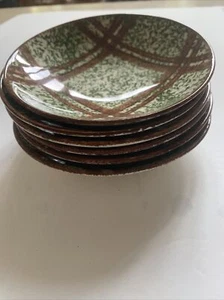 6 Blue  Ridge Green Plaid Brown Stripes  5 1/2” Bowls - Picture 1 of 4