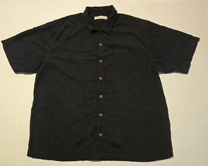 Camisa Tommy Bahama Para Hombres 100% Seda Negra Con Botones Manga Corta Talla XL - Imagen 1 de 8
