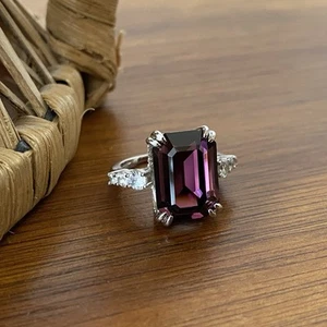 Joyas fragantes anillo de plata de ley 925 talla 5,25 púrpura elegante atuendo de noche - Imagen 1 de 5