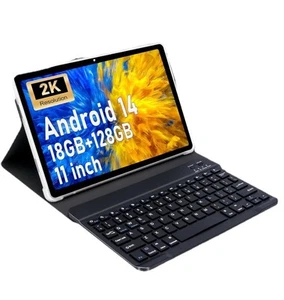 11 inch 2K Tablet 18 Gb Ram with Keyboard Android 14 2000x1200 2 in 1 Gray - Picture 1 of 5