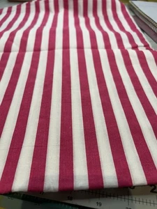 Vtg 1980's Fuchsia Pink White Stripe Fabric 33" x 60" Cotton Quilt F61 - Picture 1 of 4