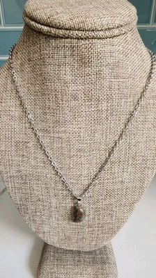 Colar Unakite pingente lua crescente pedra preciosa polida aço inoxidável 18" 🌒 - Imagem 1 de 4