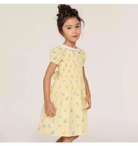 G03-Janie & Jack, 10Y, 0/s cotton smock dress, Yellow (10,Yellow/Blue Floral) - Picture 1 of 11