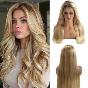 28 Inch Highlight Blonde Lace Front Wigs Human Hair 13x4 HD Transparent Gluel... - Bild 1 von 6