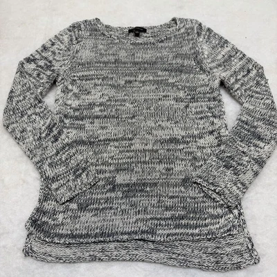 Ann Taylor свободного трикотажа крючком Boatneck свитер туника - серый, размер маленький - Изображение 1 из 4