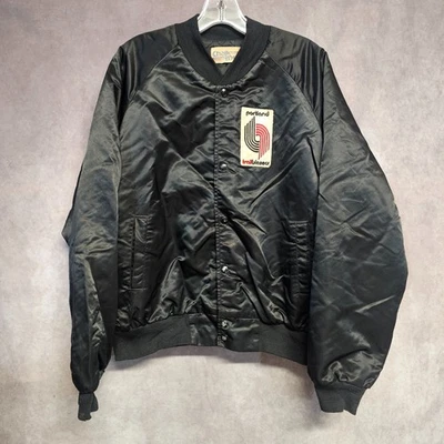 Vintage 90s Chalk Line NBA Portland Trailblazers Satin Bomber Jacket Mens L - Image 1 of 4