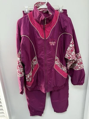 Vintage 80s Le Coq Sportif Women's 2pc Hot Pink Athletic Track Suit S Tennis - Image 1 of 4