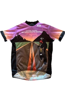 Herren Voler Größe XL Reißverschluss Kurzarm Radtrikot US Route System - Bild 1 von 4
