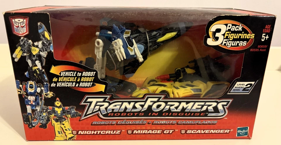 Transformers 2001 Robots In Disguise RID Nightcruz, Scavenger & Mirage GT MIB - Image 1 of 4
