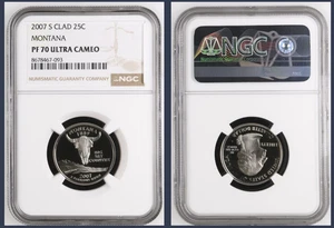 2007 S CLAD 25C MONTANA PF 70 ULTRA CAMEO WASHINGTON QUARTER *Freshly Graded* - Picture 1 of 1