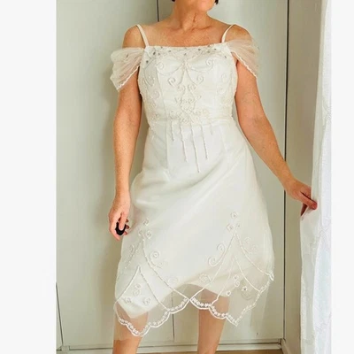Light in The Box Fairy Dress White Embellished Size M Coquette Wedding Ethereal - Image 1 of 4