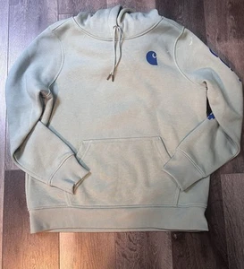 Carhartt Youth Hoodie Size Large (12-14) Green with Spell Out Logo Relaxed Fit - Picture 1 of 4