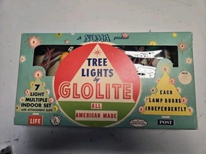 Glolite Christmas Tree Lights String of 7 Large Multi-Color C7 Original Box - Picture 1 of 4
