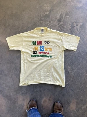 Vintage 80s Cal Cru Old Humor 50s Graphic T Shirt Single Stitch Large - Image 1 of 4