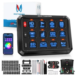 MICTUNING Multifunction 12 Gang RGB Switch Panel bluetooth App Control 12V 24V - Picture 1 of 14
