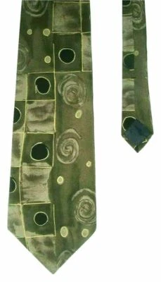 Andhurst Men's 100% Silk Neck Tie Taupe Brown Gold Black 58"L - Image 1 of 4