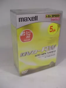 5pcs. MAXELL Blank DVD-RW Recordable 2X 4.7GB DVD box - Picture 1 of 3