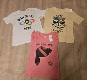 Lot Of 3 Baby Gap Girls Size 3t Canadian Olympics Tshirts Beaver Raccoon New - Picture 1 of 9