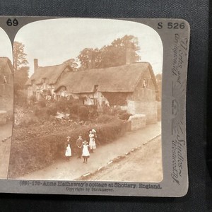 Anne Hathaway’s Cottage Shottery England Stereoview Photo Card