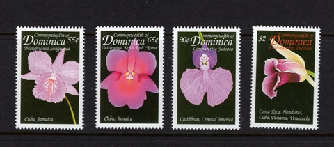 Dominica #2121-24 (1999 Flowers set)  VFMNH  CV $4.50 Cover