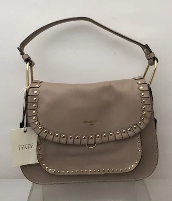 Bolso Bandolera Convertible Cavalcanti Saddle Cuero Beige Dorado Tachonado Borla Foto 1 de 4