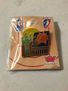 New Phoenix Suns Logo with Cactus Pin NBA Licensed Butterfly Clasp - Peach Card - Picture 1 of 2