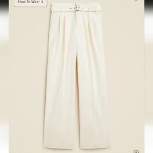 J. Crew 2024 Belted Wide-Leg Trouser City Twill Cream Quiet Luxury Size 10 - Picture 1 of 9