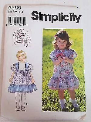 Simplicity 9565 Sewing Pattern Toddlers Dress Size 1/2, 1, 2 New Uncut 1995 - Image 1 of 4