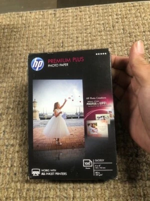 brand new HP Premium Plus Photo Paper 4 x 6 Glossy 100 Sheets Instant Dry--P-9 - Image 1 of 3