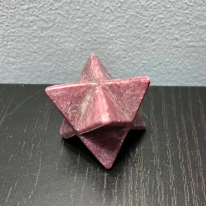 1.75in 44mm Natural Rhodonite Merkaba Star Carved Crystal Reiki Healing - Picture 1 of 6