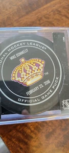 2015-16 SHERWOOD MIKE DONNELLY LOS ANGELES KINGS SABRES LEGENDS NIGHT GAME PUCK - Picture 1 of 1