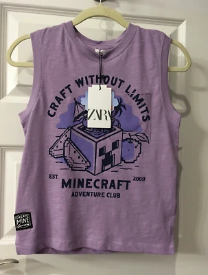 NWT Zara Boys Tanks 100% Cotton Shirts Minecraft Multi Color Size 8 years 128cm - Image 1 of 4
