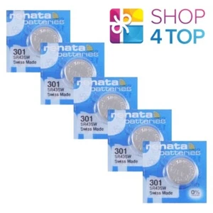 5 RENATA 301 SILVER OXIDE BATTERIES SR43SW COIN CELL 1.55V 10BL EXP 2024 NEW - Picture 1 of 2