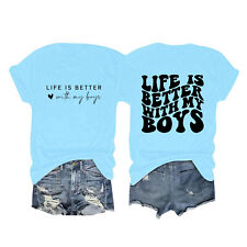 Women T Shirt Life Is Better With My Boys Letter Printed Boy Mama Shirts Cute