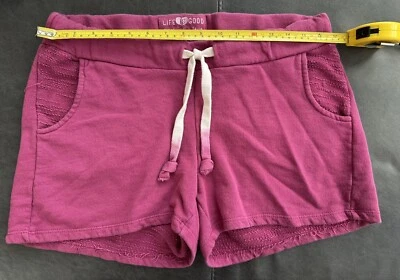 EUC Life is Good Womans Terry Shorts 100% Cotton Crocheted Pink Raspberry M - Image 1 of 4