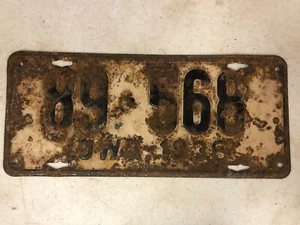Placa de matrícula del condado de Van Buren 1936 89-568 - Imagen 1 de 1