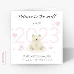 Personalised New Baby Girl Card Newborn Baby Congratulations to New Parents - Picture 1 of 6