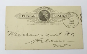 Butte City Montana Postal Card 1888 Clark & Larabie Bankers to Helena Montana - Picture 1 of 2