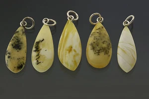 Lot of 5 White Genuine BALTIC AMBER Silver Pendants 4.6g p161028-10 - Picture 1 of 2