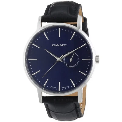 Montre GANT PARK HILL II. Cadran Bleu avec Date Bracelet en cuir noir Neuve - Photo 1/4