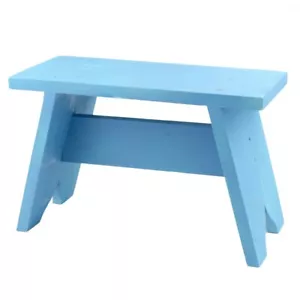 Small Wooden Stool Rustic Shabby chic rectangle seat Light Blue - Picture 1 of 8