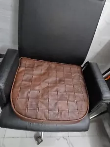 NOORA Antique Brown Leather Seat Cushion Cover | Tuffed Dining Table Seat Cover - Picture 1 of 10
