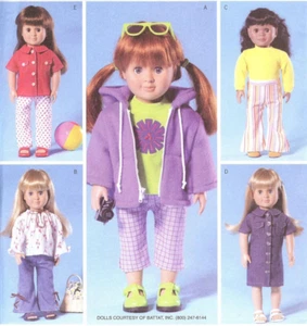 MUSTER TOSEW 18 Zoll Puppe Kapuzenpullover Flare Jeans Bauer 70er Jahre Kleidung Butterick 4089 - Bild 1 von 3